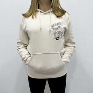 sudadera con capucha improve your fitness vbn blanca