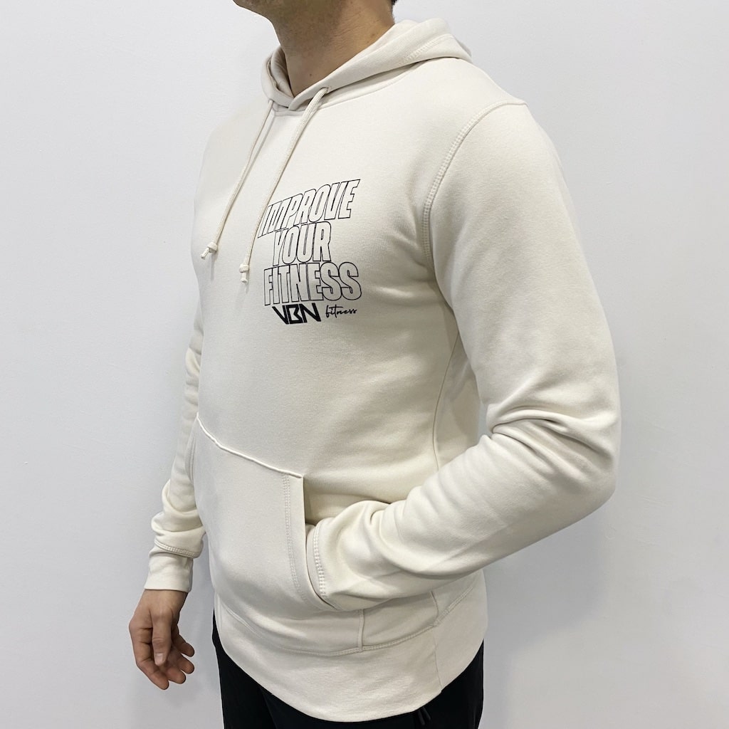 sudadera con capucha improve your fitness vbn blanca