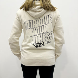sudadera con capucha improve your fitness vbn blanca