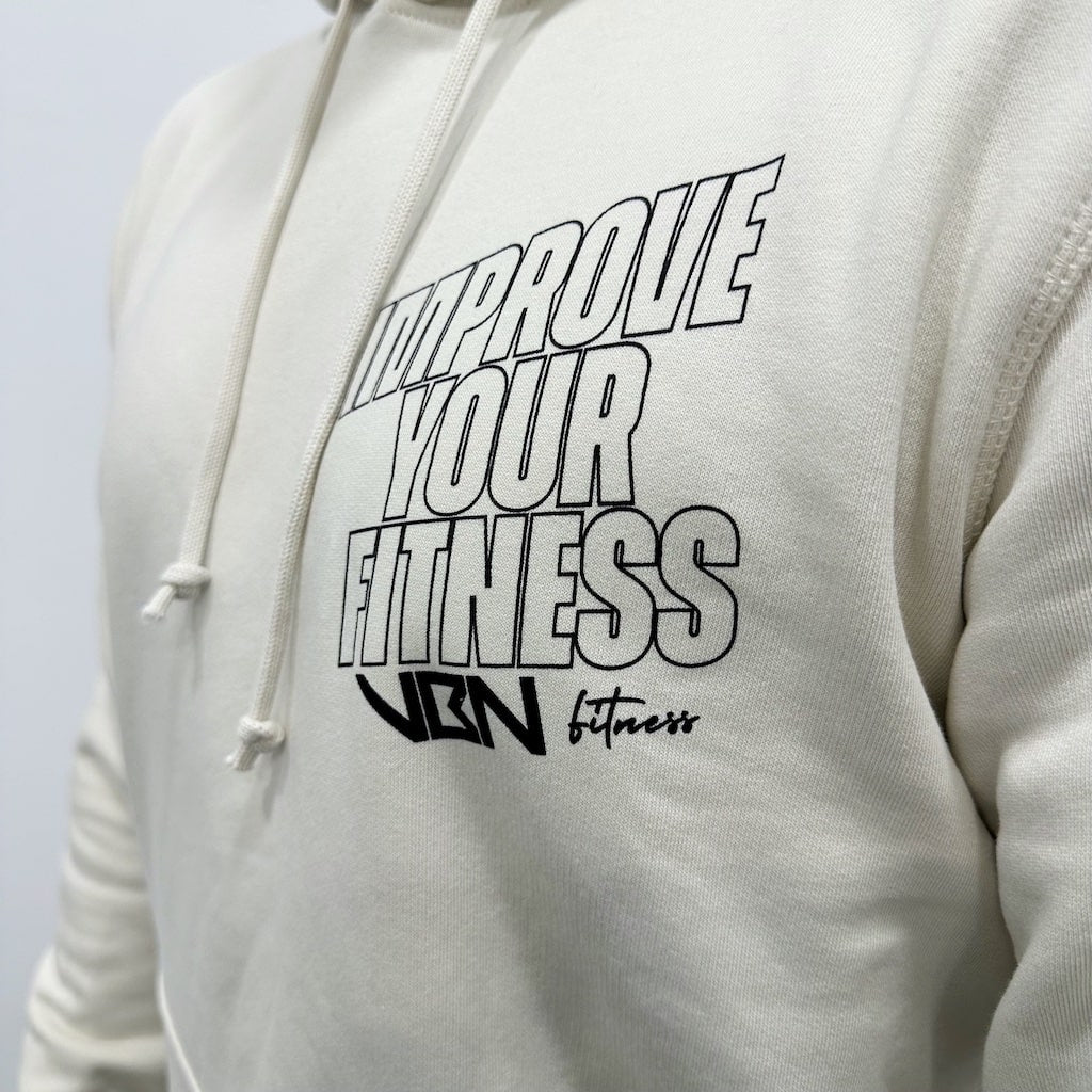 sudadera con capucha improve your fitness vbn blanca