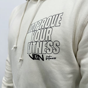 sudadera con capucha improve your fitness vbn blanca